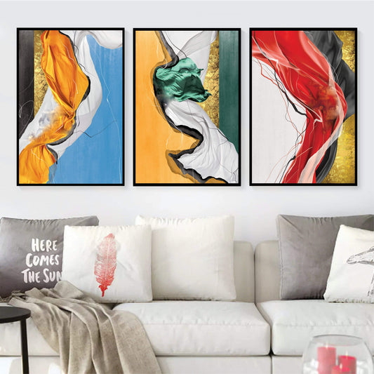 Vibrant Abstract Oil Painting - Modern Color Wave Artwork for Contemporary Decor