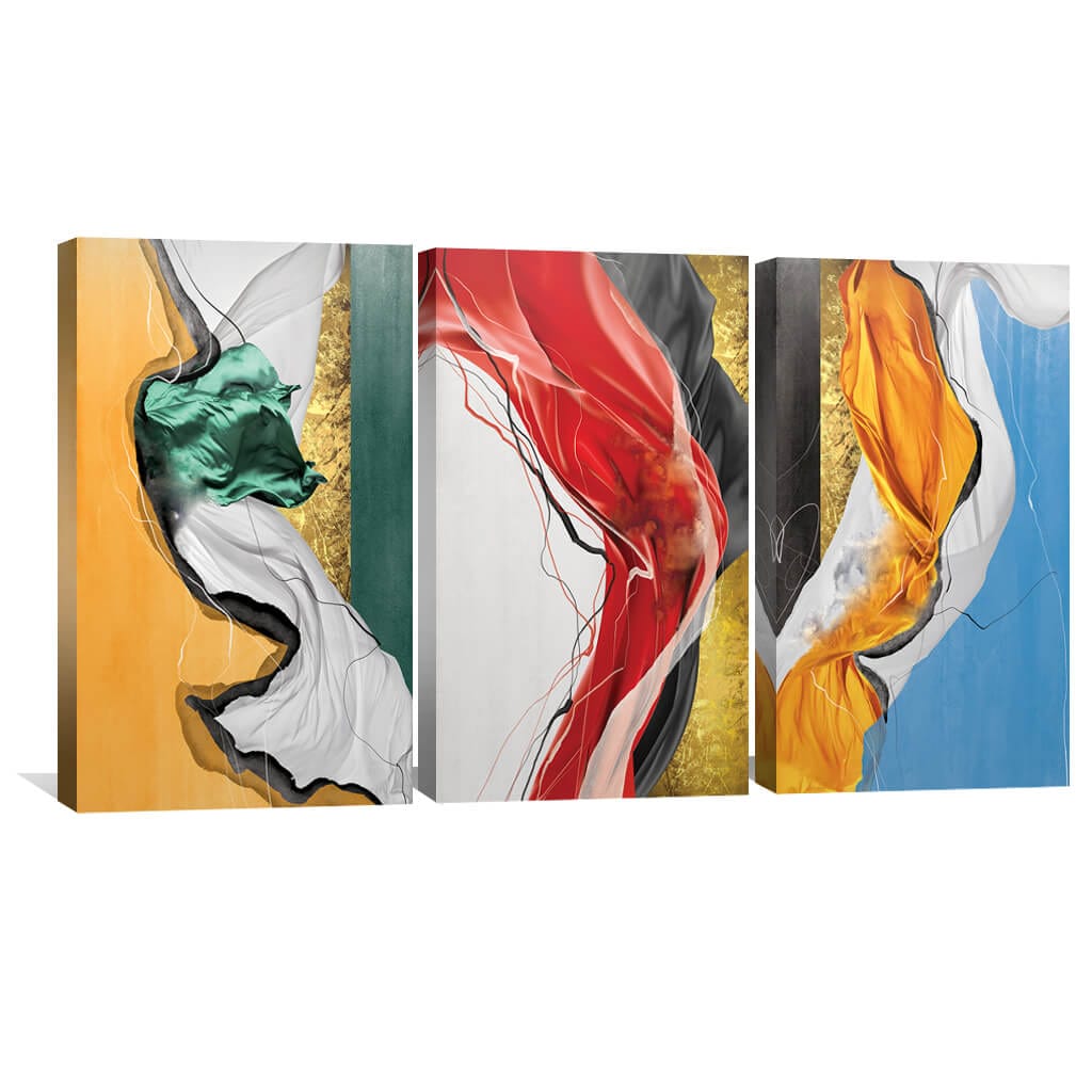 Vibrant Abstract Oil Painting - Modern Color Wave Artwork for Contemporary Decor