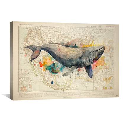 Whimsical Whale Art: Vibrant Ocean Scene Oil Painting for Home Decor