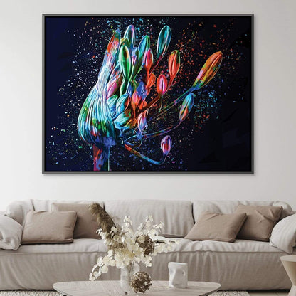 Vibrant Abstract Flower Art - Colorful Hand-Painted Oil Canvas for Modern Decor