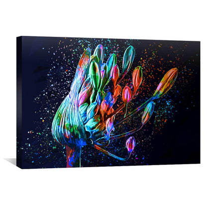 Vibrant Abstract Flower Art - Colorful Hand-Painted Oil Canvas for Modern Decor