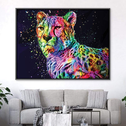 Vibrant Colorful Leopard Oil Painting for Modern Home Décor