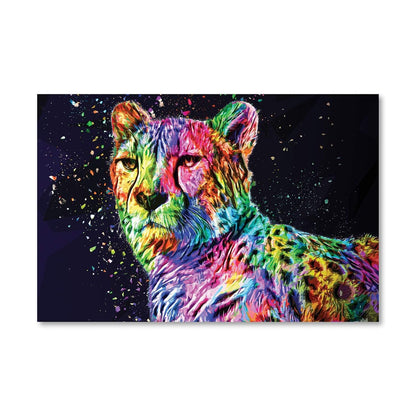 Vibrant Colorful Leopard Oil Painting for Modern Home Décor