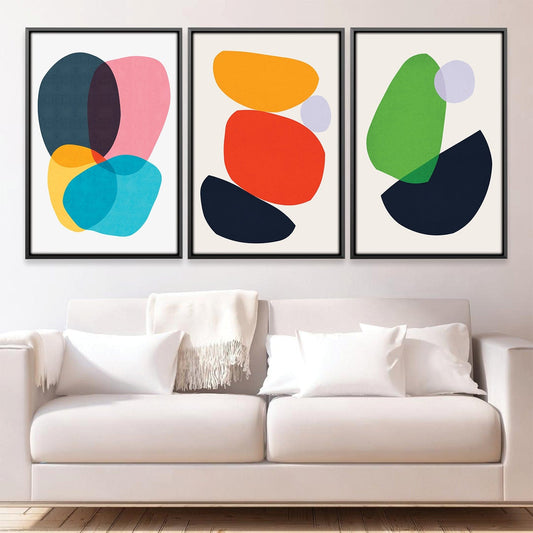 Vibrant Abstract Shapes Oil Painting for Modern Home Décor