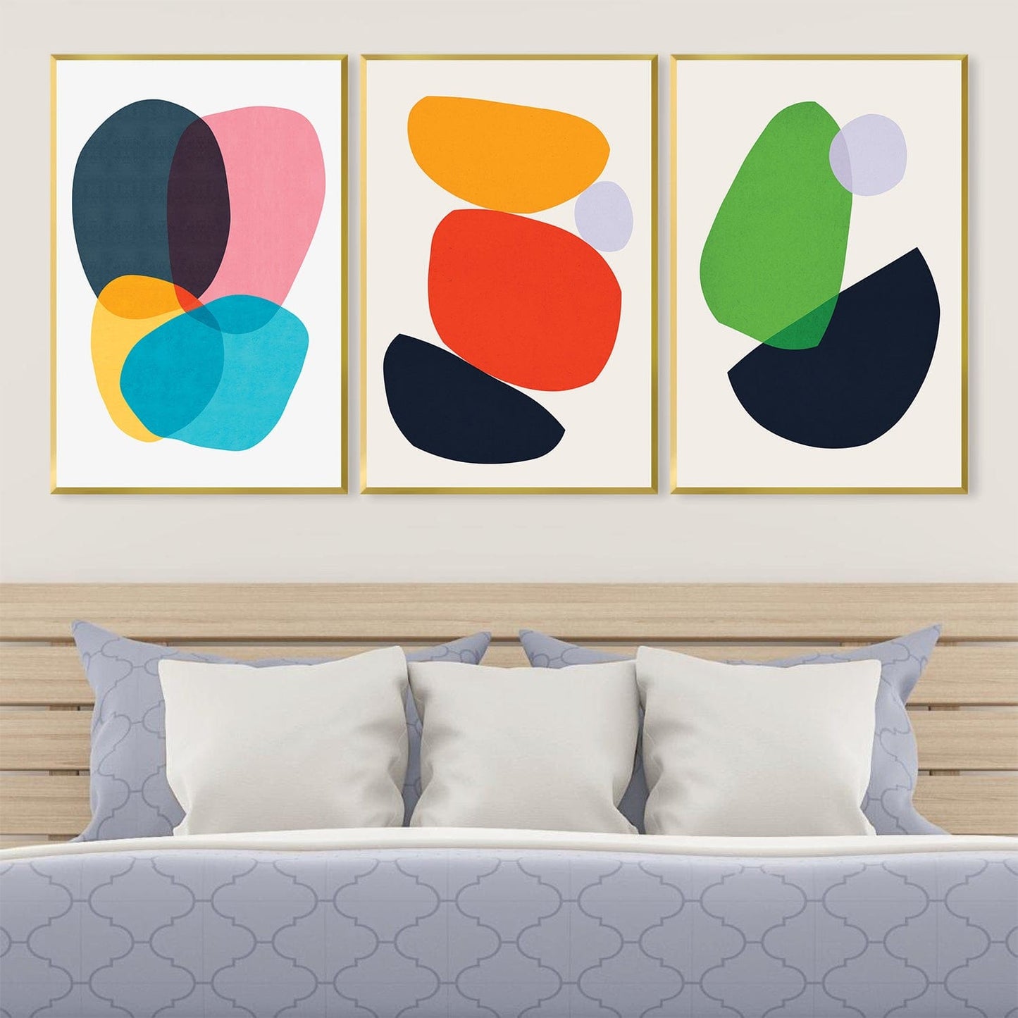 Vibrant Abstract Shapes Oil Painting for Modern Home Décor