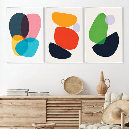 Vibrant Abstract Shapes Oil Painting for Modern Home Décor