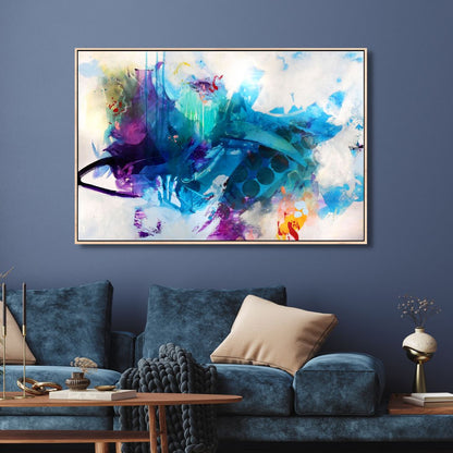 Vibrant Blue and Purple Abstract Oil Painting for Modern Home Decor