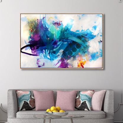 Vibrant Blue and Purple Abstract Oil Painting for Modern Home Decor