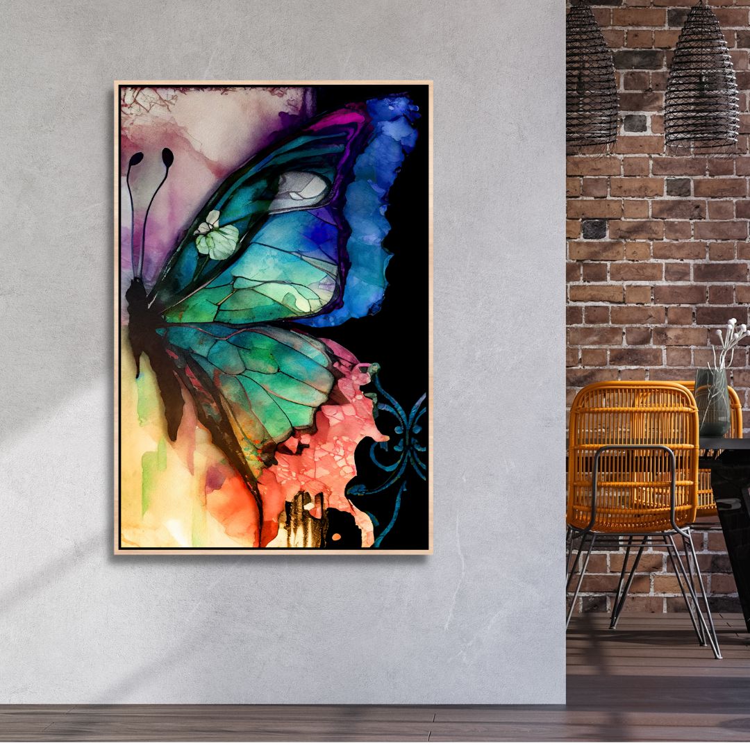 Vibrant Butterfly Abstract Oil Painting for Modern Home Decor