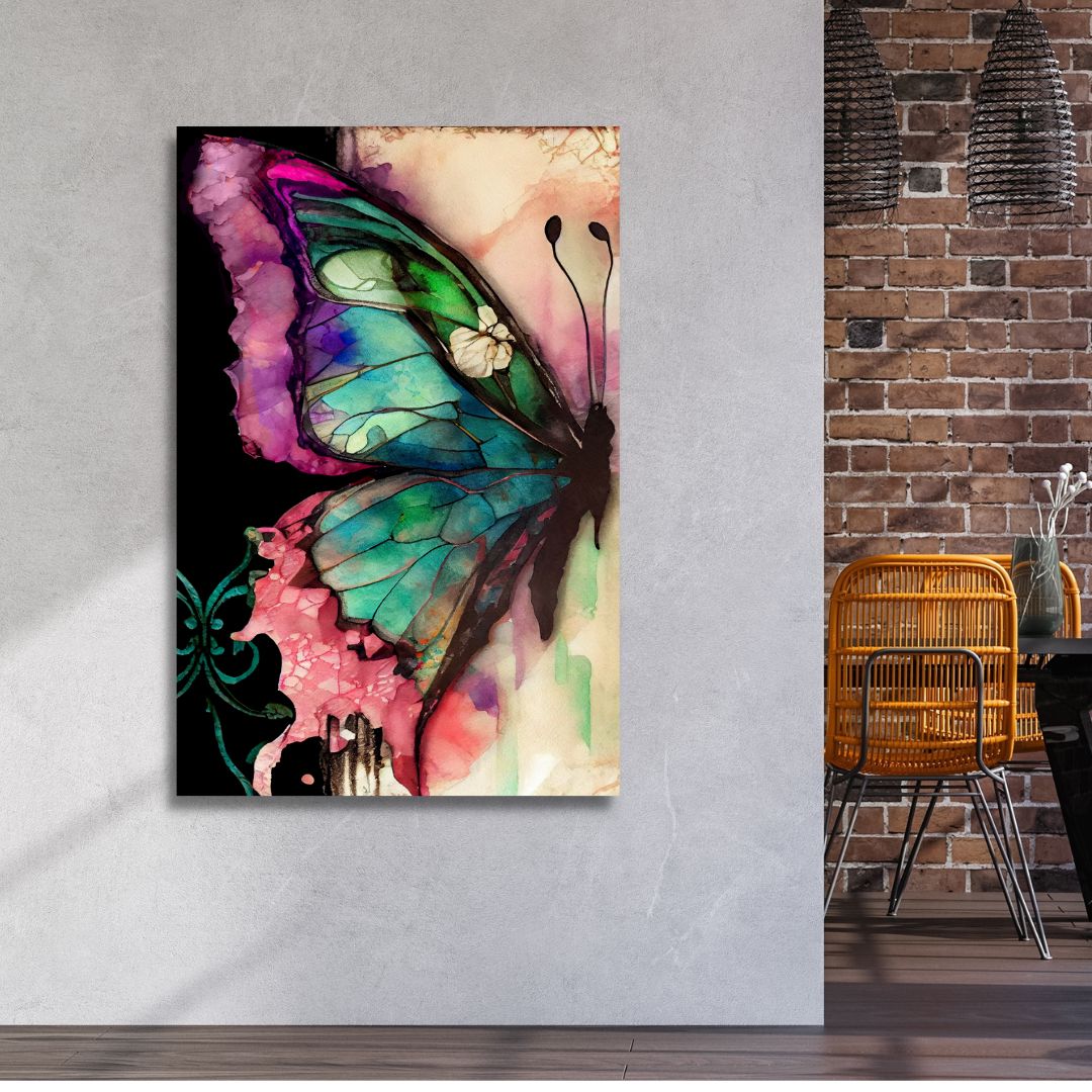 Vibrant Butterfly Abstract Oil Painting for Modern Home Decor