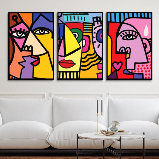 Colorful Abstract Cubist Faces – Modern Wall Art for Contemporary Decor