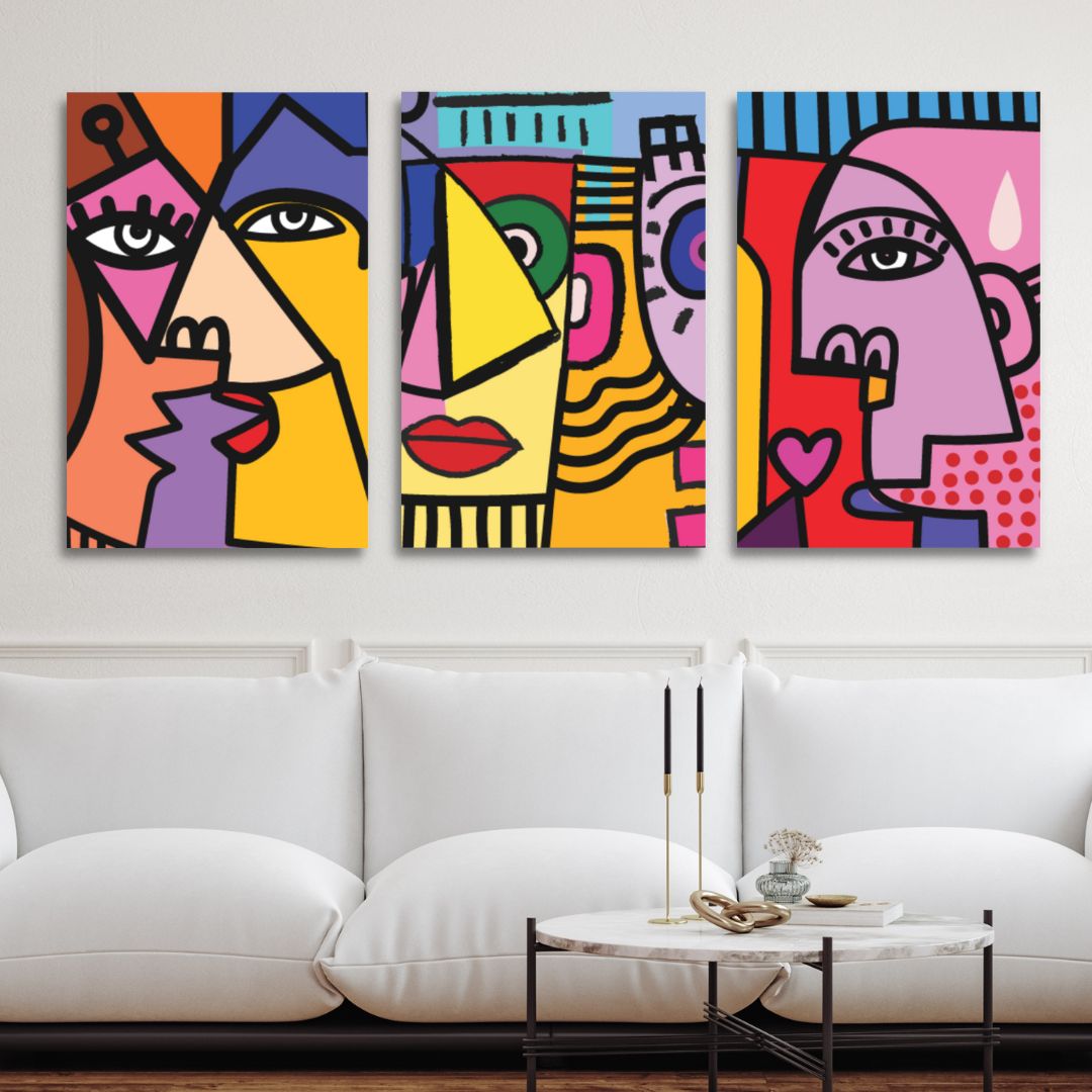 Colorful Abstract Cubist Faces – Modern Wall Art for Contemporary Decor