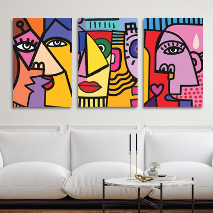 Colorful Abstract Cubist Faces – Modern Wall Art for Contemporary Decor