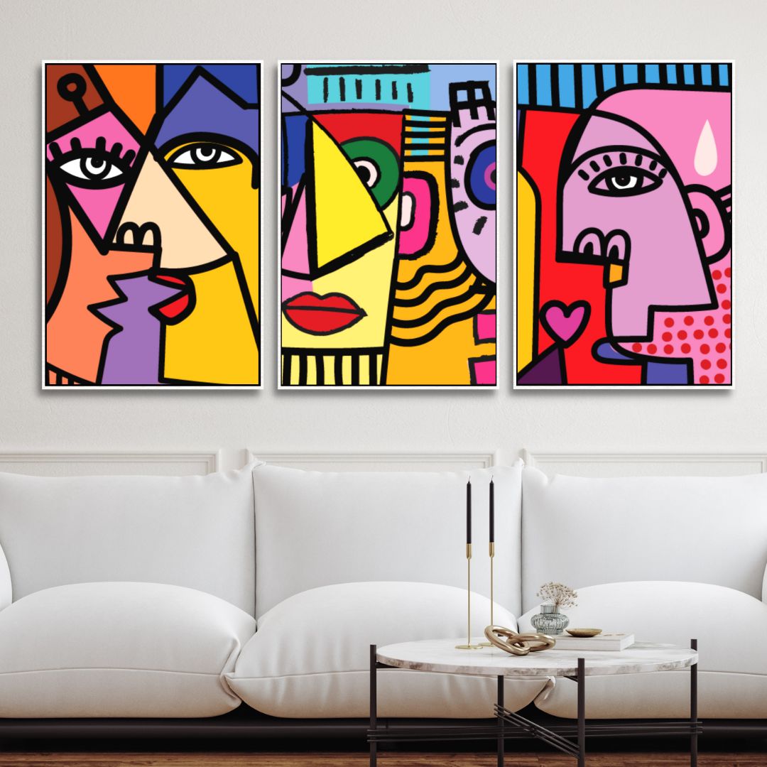 Colorful Abstract Cubist Faces – Modern Wall Art for Contemporary Decor