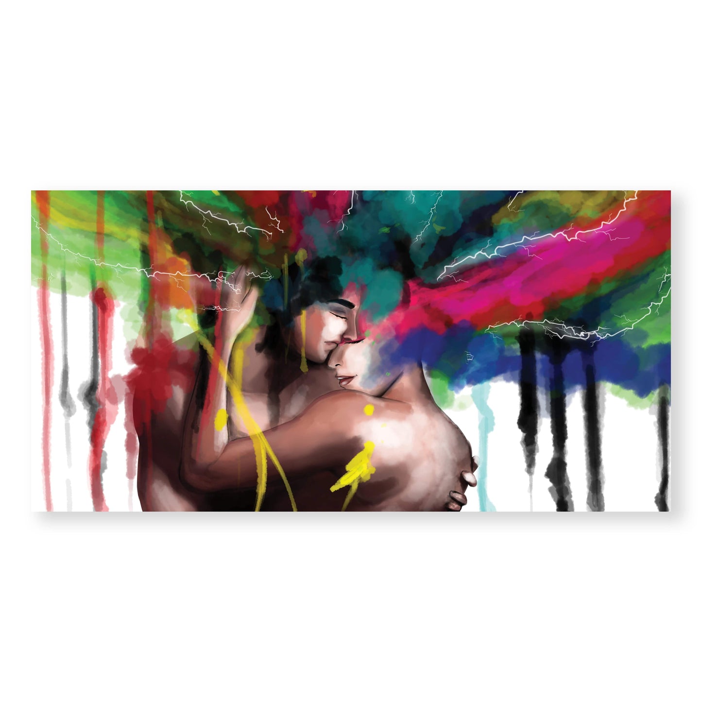 Vibrant Abstract Love: Colorful Embrace Oil Painting for Modern Decor