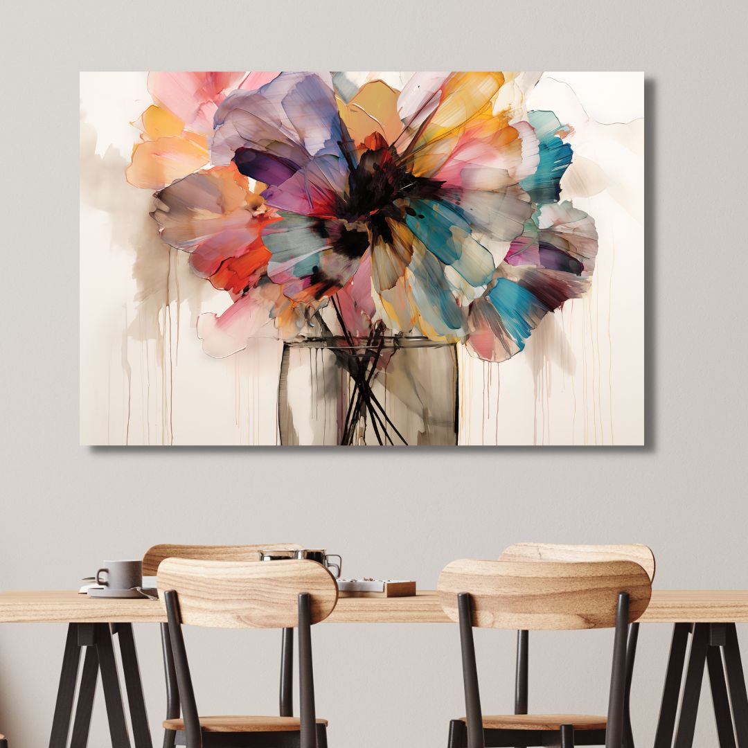 Vibrant Abstract Flower Bouquet Canvas Art for Home Decor