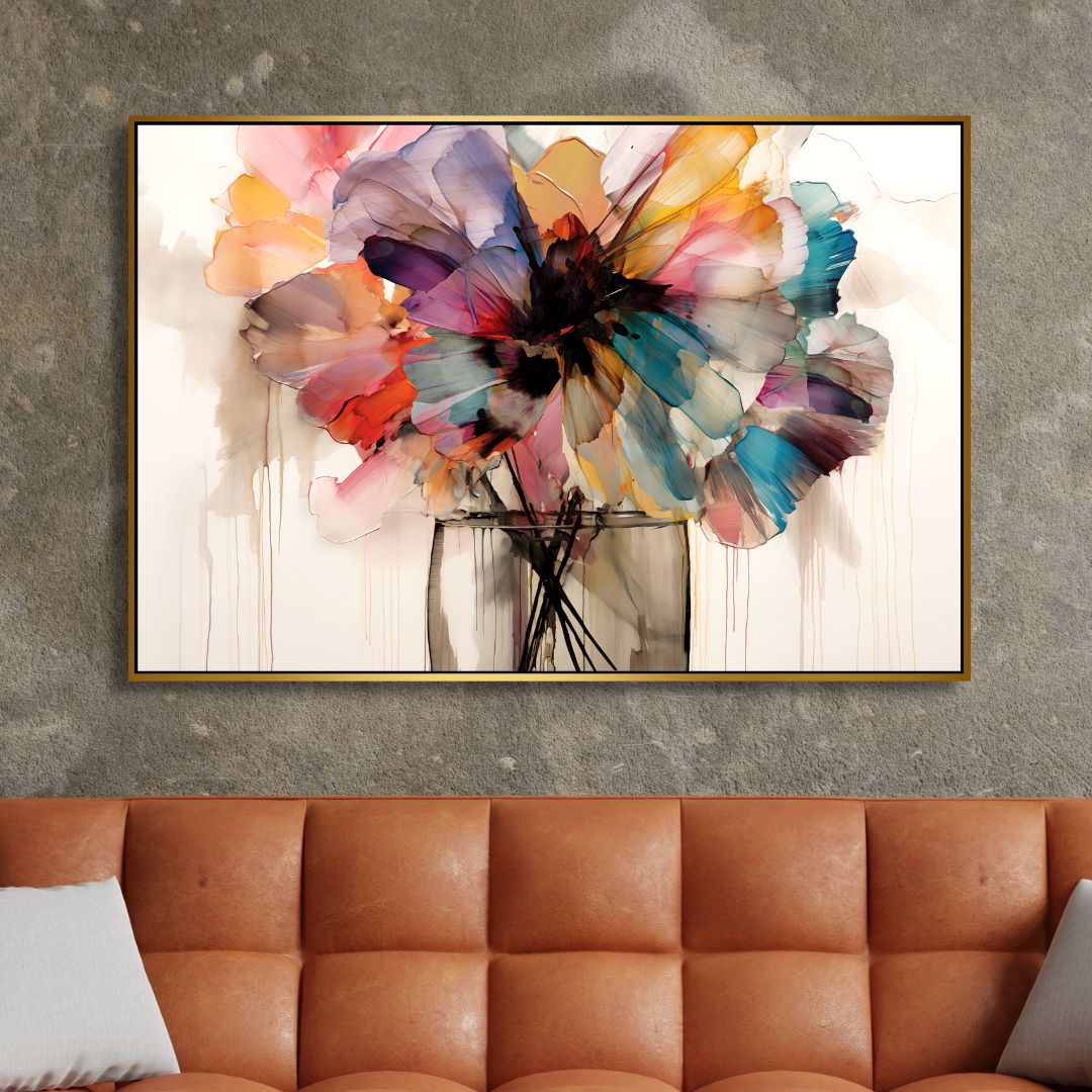 Vibrant Abstract Flower Bouquet Canvas Art for Home Decor