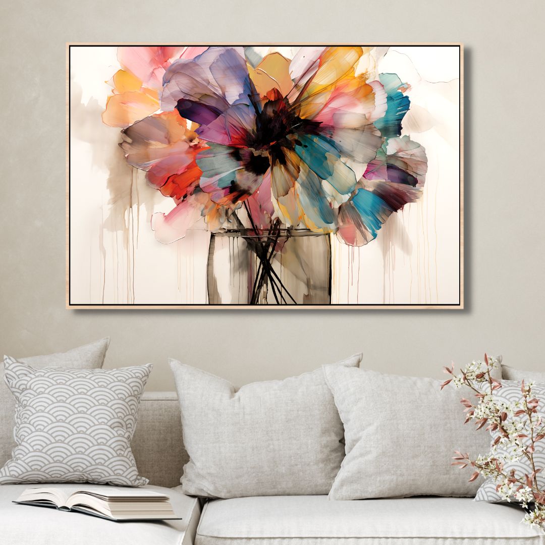Vibrant Abstract Flower Bouquet Canvas Art for Home Decor