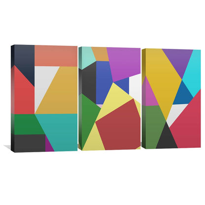 Vibrant Geometric Abstract Oil Painting for Modern Home Decor