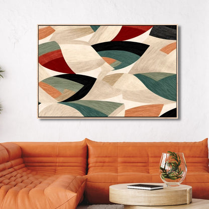 Vibrant Geometric Abstract Oil Painting for Modern Home Decor