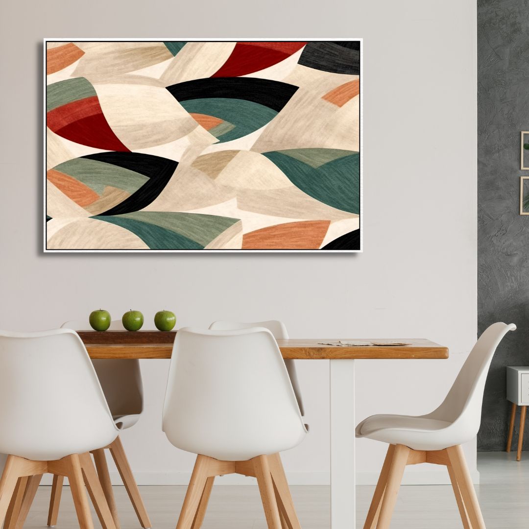 Vibrant Geometric Abstract Oil Painting for Modern Home Decor