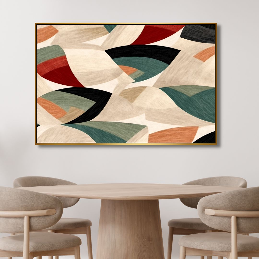 Vibrant Geometric Abstract Oil Painting for Modern Home Decor