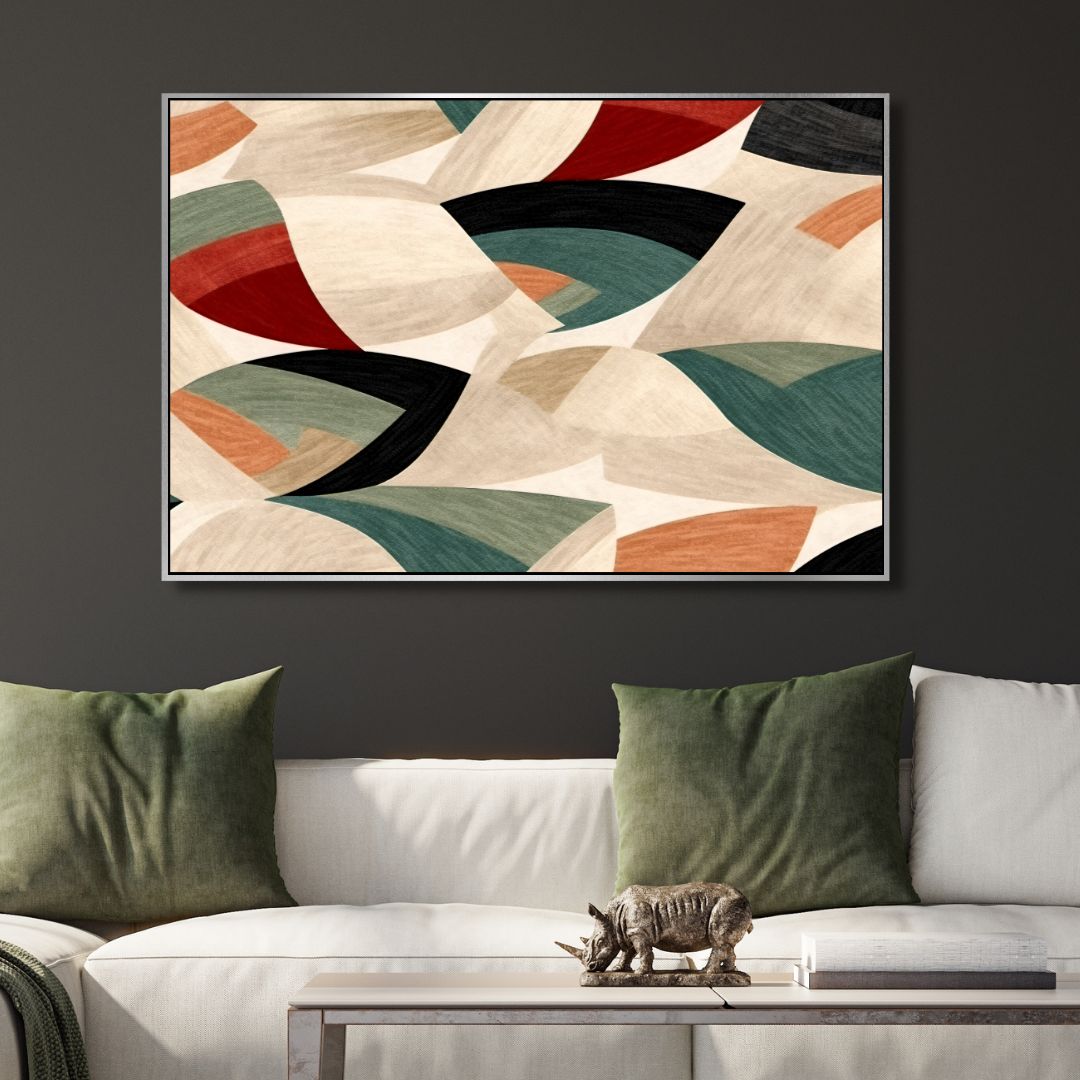 Vibrant Geometric Abstract Oil Painting for Modern Home Decor