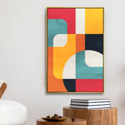 Vibrant Geometric Abstract Oil Painting for Modern Home Decor