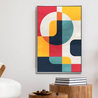 Vibrant Geometric Abstract Oil Painting for Modern Home Decor