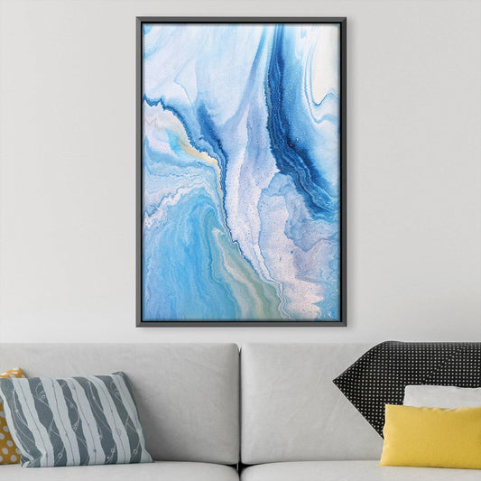 Serene Abstract Ocean Waves Oil Painting for Tranquil Home Decor