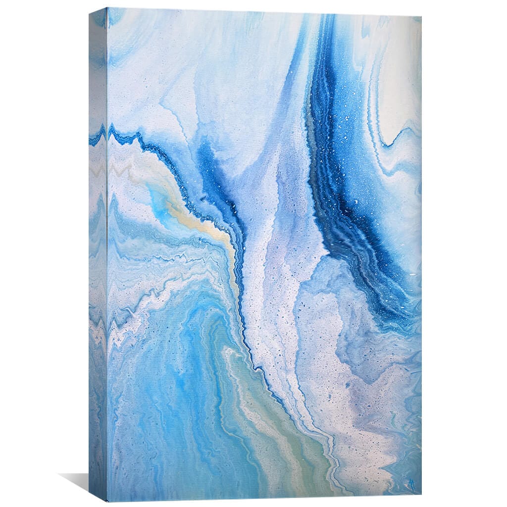 Serene Abstract Ocean Waves Oil Painting for Tranquil Home Decor