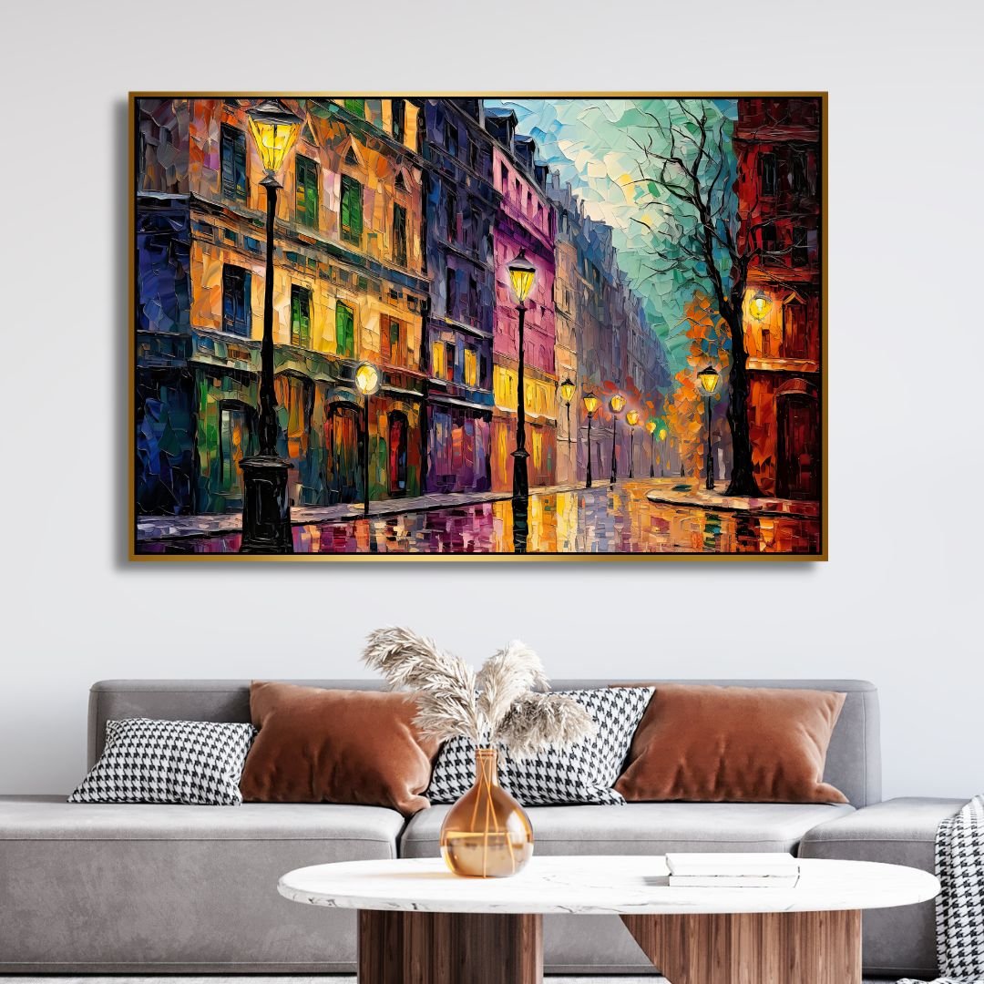 Vibrant Parisian Street Oil Painting - Abstract Wall Art for Home Decor