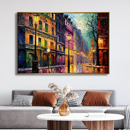 Vibrant Parisian Street Oil Painting - Abstract Wall Art for Home Decor