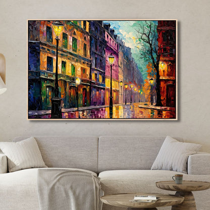 Vibrant Parisian Street Oil Painting - Abstract Wall Art for Home Decor