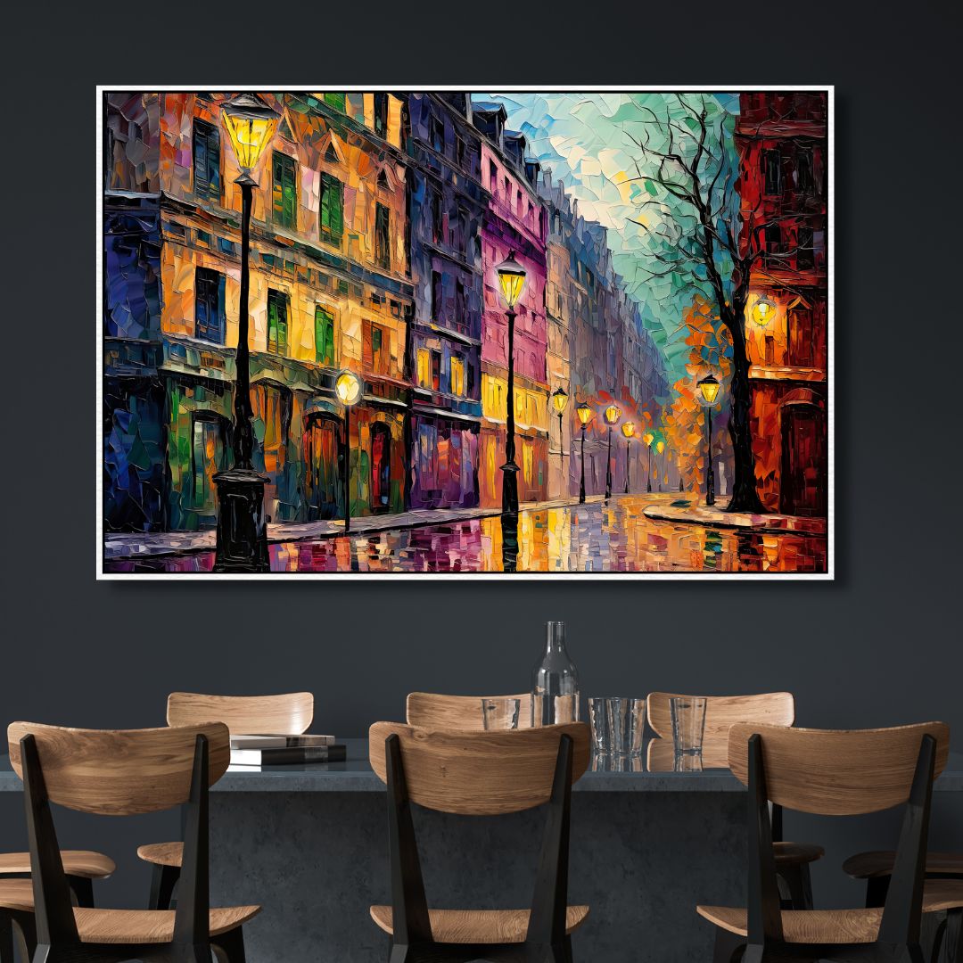 Vibrant Parisian Street Oil Painting - Abstract Wall Art for Home Decor