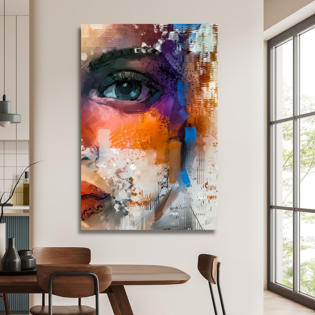 Vibrant Abstract Portrait Oil Painting for Modern Home Decor