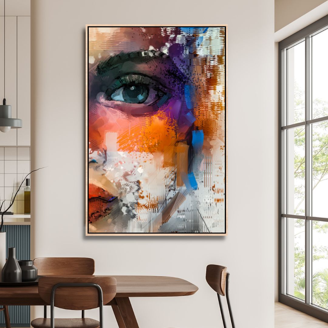 Vibrant Abstract Portrait Oil Painting for Modern Home Decor