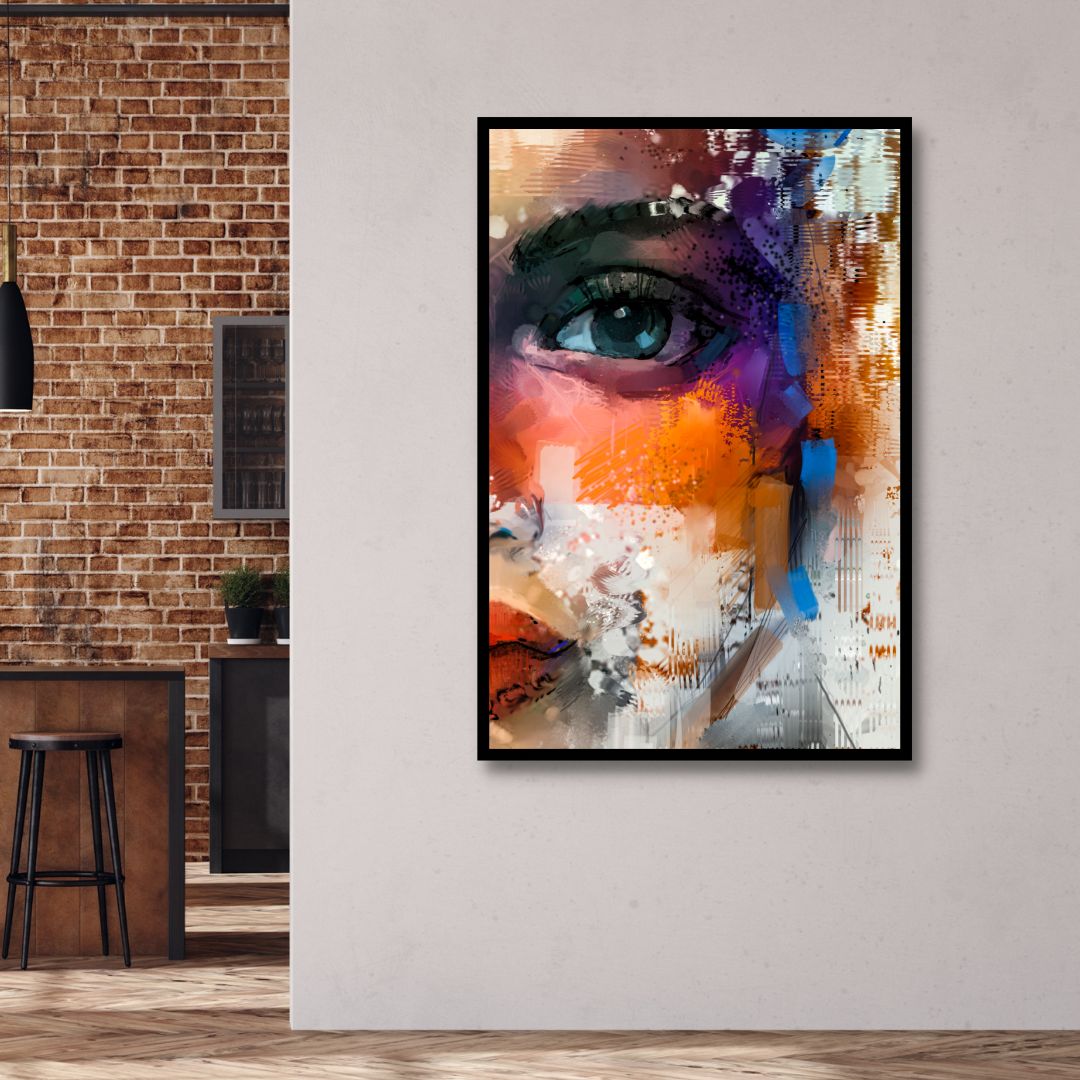 Vibrant Abstract Portrait Oil Painting for Modern Home Decor