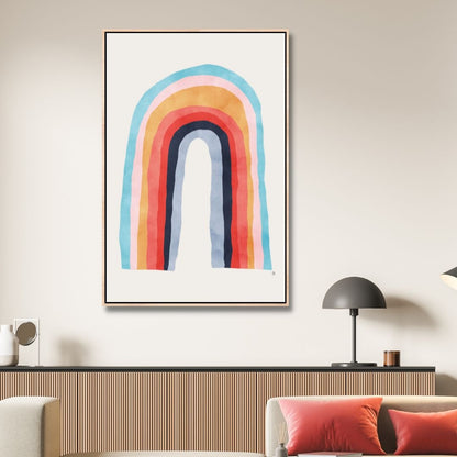 Vibrant Rainbow Abstract Oil Painting for Modern Home Decor