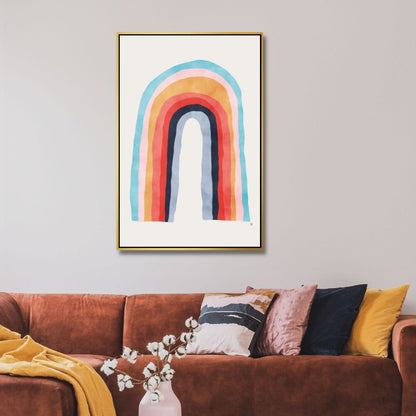 Vibrant Rainbow Abstract Oil Painting for Modern Home Decor