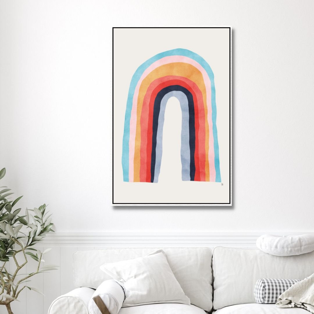 Vibrant Rainbow Abstract Oil Painting for Modern Home Decor