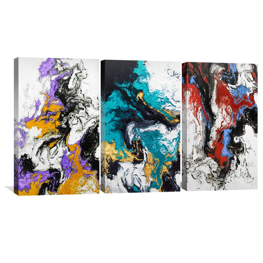 Vibrant Abstract Oil Painting with Colorful Smoke Swirls for Home Decor