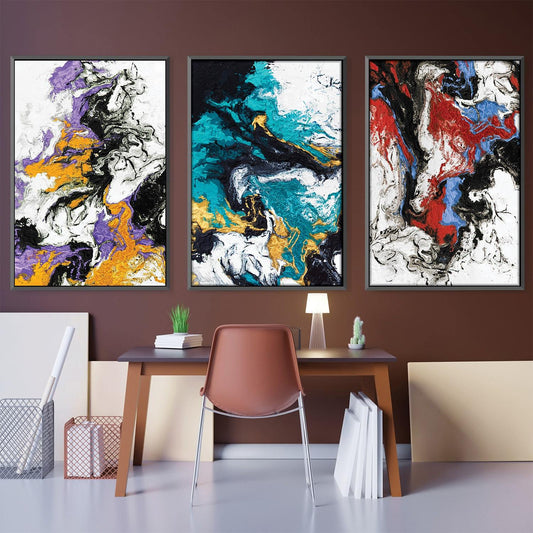 Vibrant Abstract Oil Painting with Colorful Smoke Swirls for Home Decor