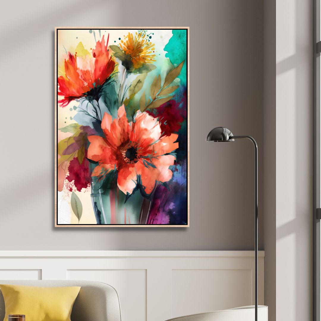 Vibrant Floral Abstract Oil Painting for Modern Home Decor