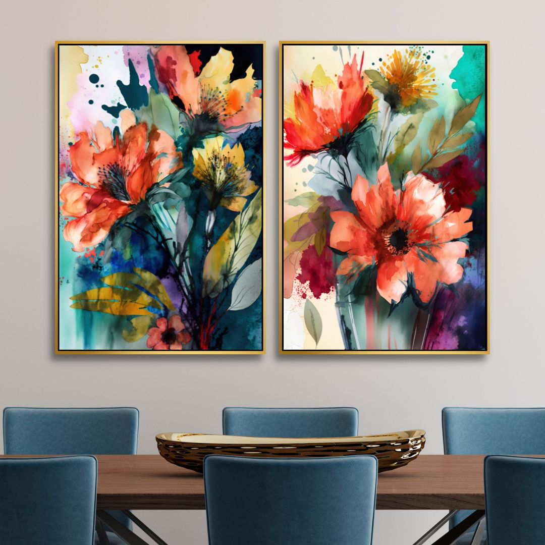 Vibrant Floral Abstract Oil Painting for Modern Home Decor