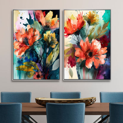 Vibrant Floral Abstract Oil Painting for Modern Home Decor