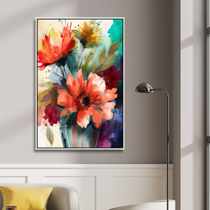 Vibrant Floral Abstract Oil Painting for Modern Home Decor