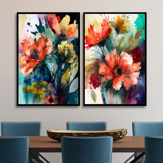 Vibrant Floral Abstract Oil Painting for Modern Home Decor