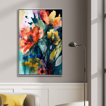 Vibrant Floral Abstract Oil Painting for Modern Home Decor