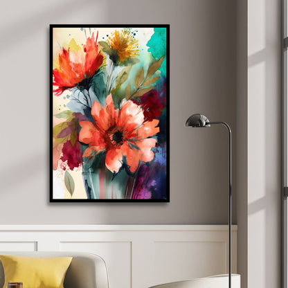 Vibrant Floral Abstract Oil Painting for Modern Home Decor